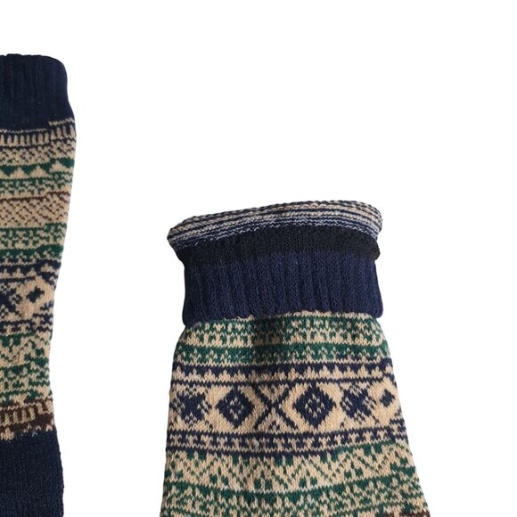 Multicolor Knit Men Crew Socks Gift Soft Warm Stylish Cozy Cabin Core Nordic Ski - Picture 4 of 4